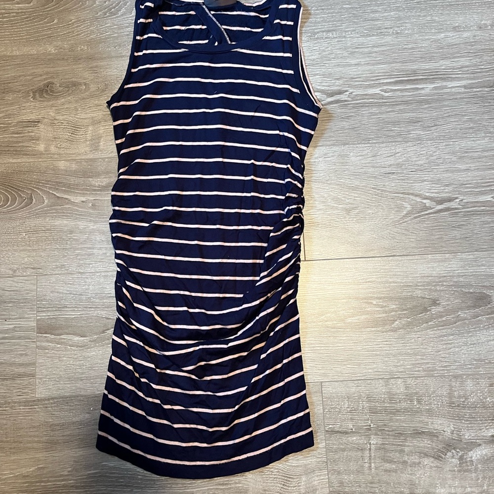 Maternity - Navy and light pink Striped dress